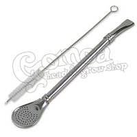 Stainless steel straw (bombilla) with cleaning brush 19 cm (for